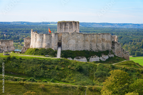Keep of Château Gaillard, a French medieval castle overlooking the River Seine built in Normandy by Richard the Lionheart, King of England and feudal Duke of Normandy in the 12th Century