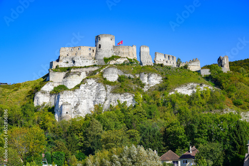 Ruins of Château Gaillard, a French medieval castle overlooking the River Seine built in Normandy by Richard the Lionheart, King of England and feudal Duke of Normandy in the 12th Century