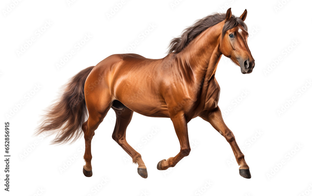 Thoroughbred Brown Horse is running Isolated on Transparent Background PNG. Generative AI