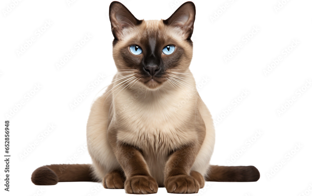 Tonkinese Cat is Siting Isolated on Transparent Background PNG. Generative AI