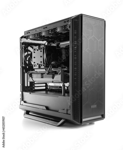 Personal computer isolated on a white background. System unit of a modern PC.