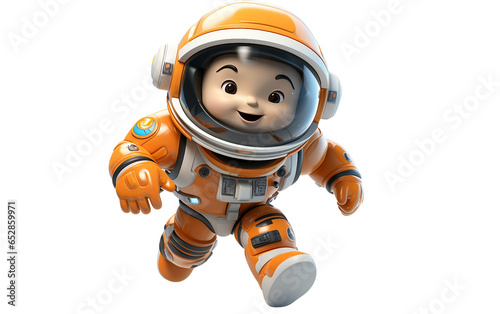 Astronaut Cartoon Toy of Orange Color For Childers Isolated on Transparent Background PNG. Generative AI © Haider