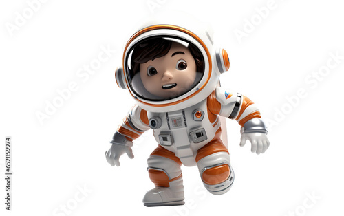 Astronaut Cartoon Toy of Orange and White Color For Childers Isolated on Transparent Background PNG. Generative AI © Haider