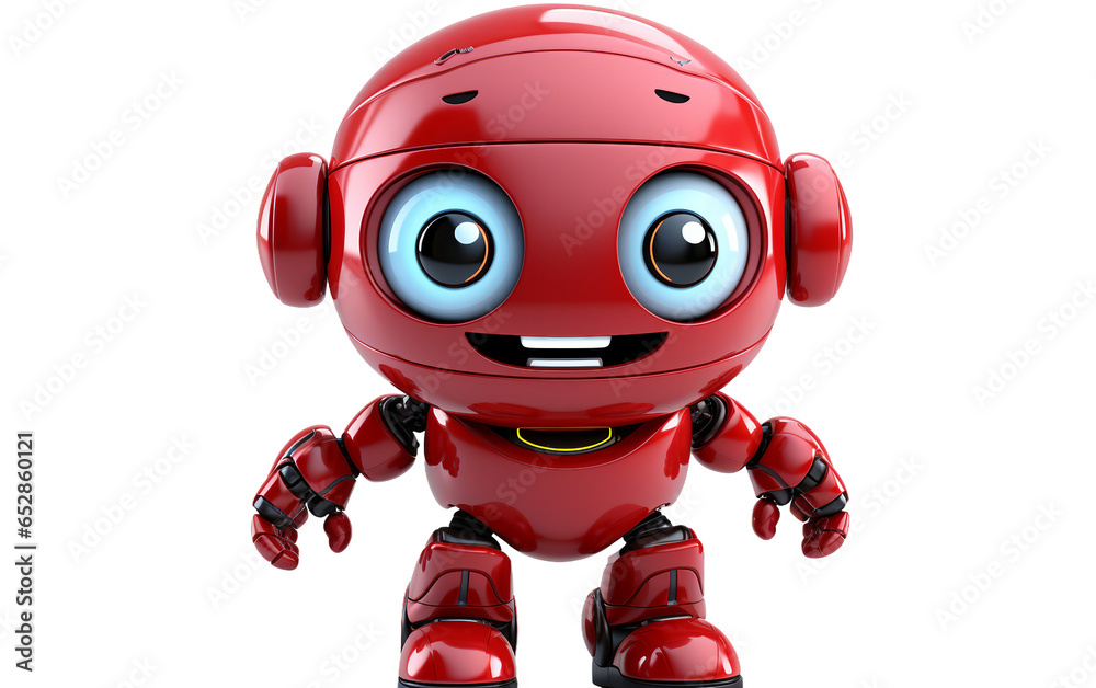 Beautiful standing Red Reboot cartoon With Showing Teeth Isolated on Transparent Background PNG. Generative AI