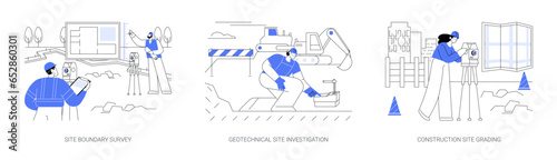 Construction site preparation abstract concept vector illustrations.