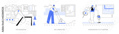 Commercial construction process abstract concept vector illustrations.