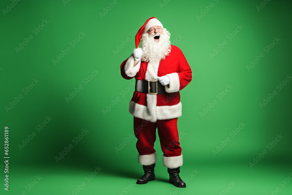 Portrait of Santa Claus on green background. Generative AI Portrait of Santa Claus on green background. Generative AI