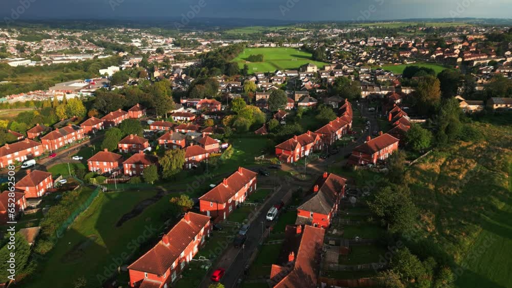 A drone'seye view captures Dewsbury Moore Council estate's fame, a