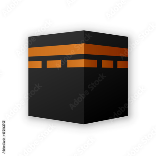 Kaaba simple icon. Islamic pilgrimage Hajj. Isolated vector illustration stock image. Muslim prayer direction. Islamic sacred mosque, Kaabah black stone. Religion