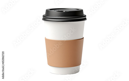 Brown and White Disposable Coffee Isolated on Transparent Background PNG. Generative AI