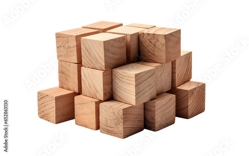 Wood Bricks Building Blocks Isolated on Transparent Background PNG.