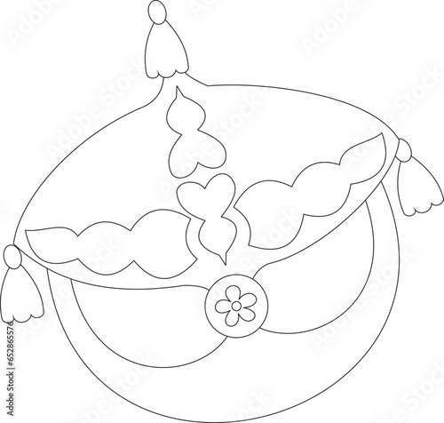 Wau Bulan Malaysia's national symbols coloring page. Line drawn kite vector illustration.