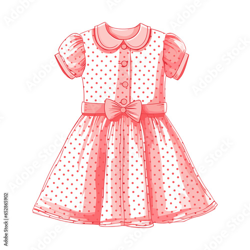 Dress with fluffy skirt color variation, kindergarten dress illustration
