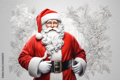 Portrait of Santa Claus on grey background. Generative AI 