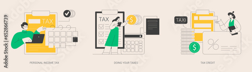 Years tax bill abstract concept vector illustrations.