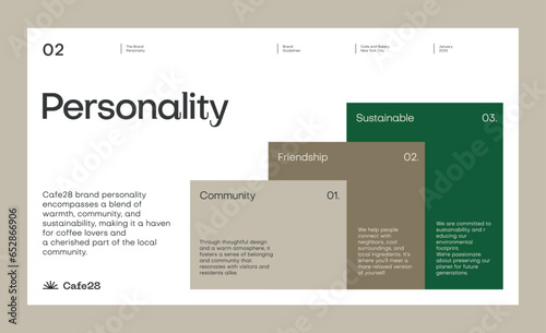 Brand identity guideline template to create visual identity of cafe, coffee shop or restaurant
