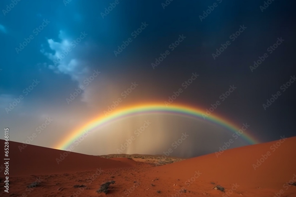 colorful arc in the sky on the red planet. Generative AI