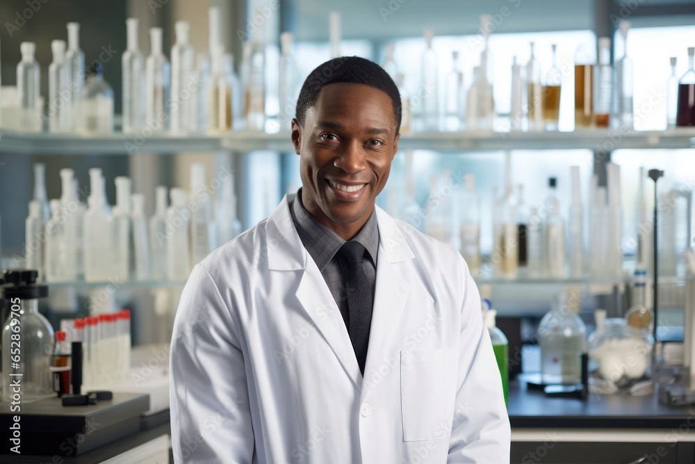 Black Man Research Scientist Employee Job Workplace Background Generative AI Black Man Research Scientist Employee Job Workplace Background Generative AI