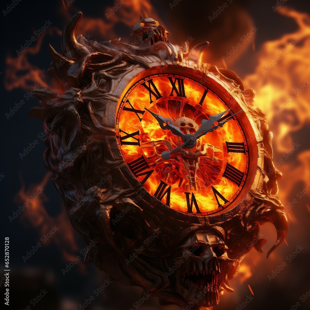 illustration the flame burning clock