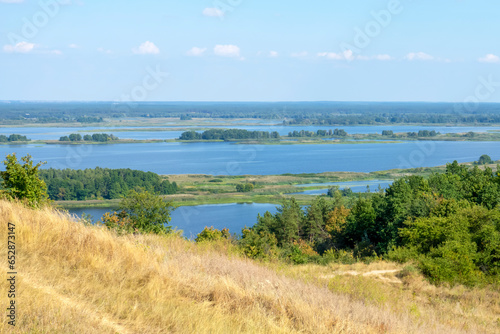 Landscape of Dnieper river on sunny day near Vytachiv  Ukraine 
