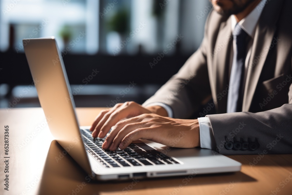 Close-up of keyboard typing on a laptop computer working online on a white table in the office. Facebook chat. Close-up of keyboard typing on a laptop computer working online on a white table in the office. Facebook chat.