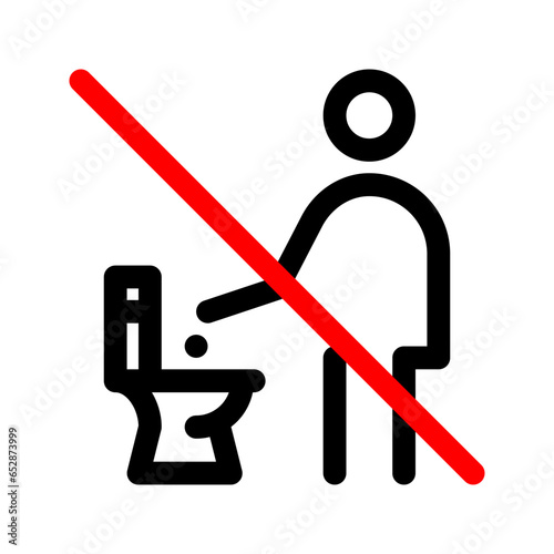 Do not throw trash in toilet bowl line icon