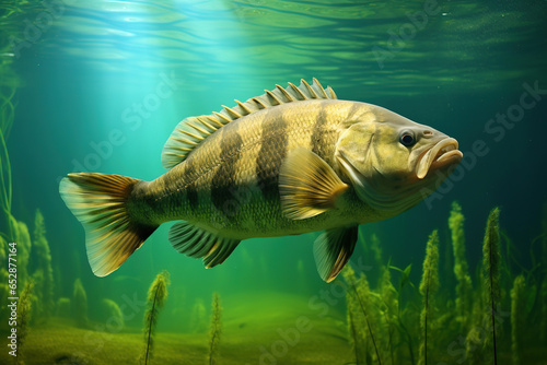 big freshwater perch in water. photo
