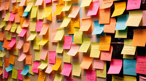 Sticky notes on the wall for use as a background