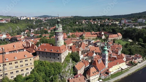 Wallpaper Mural Cesky Krumlov, Czech Republic. Aerial wiew over the historical Krumlov and Vltava river. Summer. Old town.  Torontodigital.ca