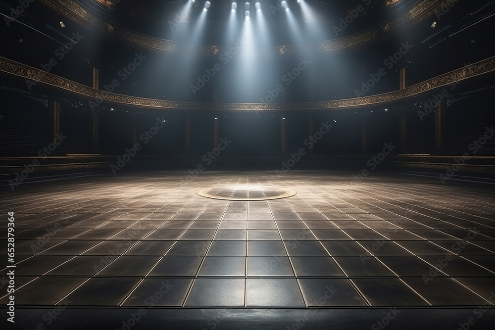 Empty stage background concert hall theatre podcast dance floor. - obrazy, fototapety, plakaty 