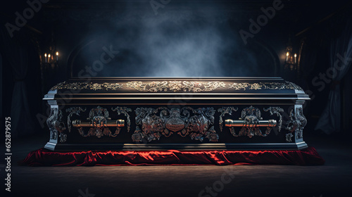 coffin crypt, in a mystical halloween atmosphere
