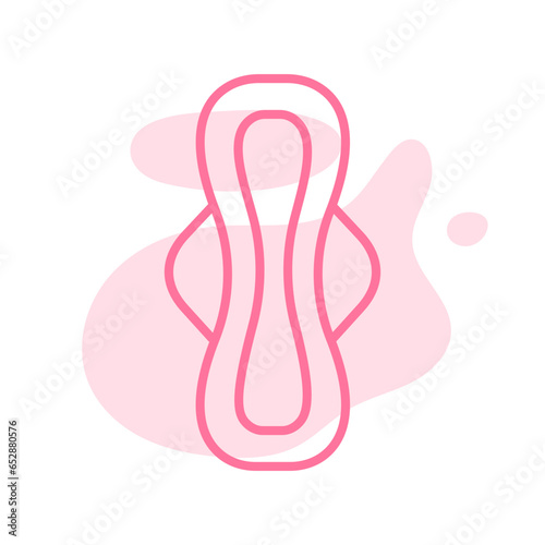 Female hygiene pad. Woman period element, sanitary object. Menstruation concept. Women's pad with abstract spots. Feminine health vector. Vector illustration in flat style