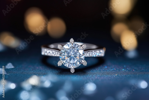 Diamond ring on a luxury Background