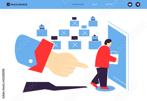 Layoffs and job cuts - colorful flat design style banner