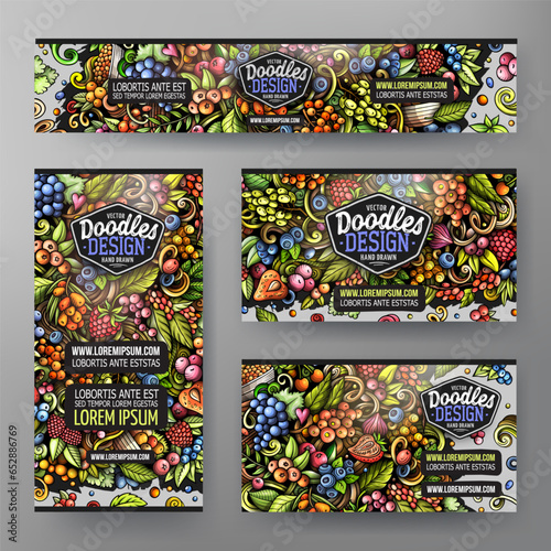 Cartoon doodle set of Berries corporate identity templates