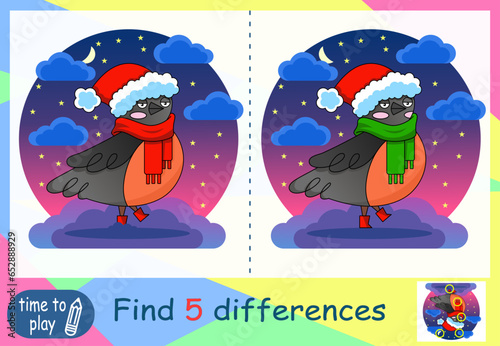 children's educational game. logic game. coloring book. find the difference. New Year. Christmas.	