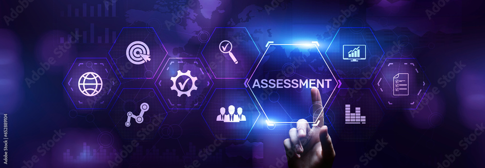 Assessment Evaluation Business Finance Technology concept on screen. - obrazy, fototapety, plakaty 