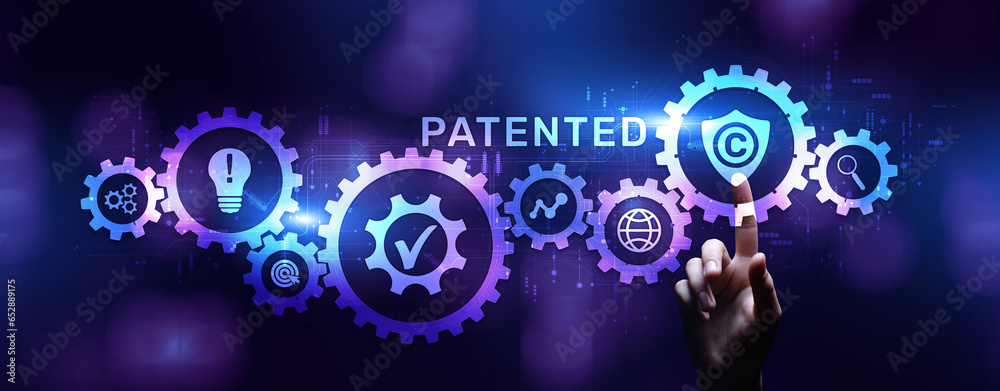 Patented. Patent copyright protection business technology concept.