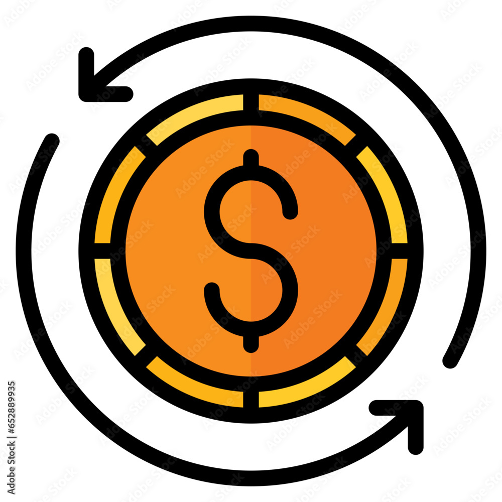 Cashback icon vector. Simple icon in filled line style, suitable for graphic design, website and mobile app Cashback icon vector. Simple icon in filled line style, suitable for graphic design, website and mobile app