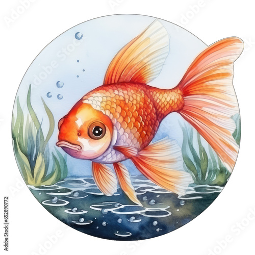 Goldfish  orange and shimmery colors  realistic illustration  transparent background