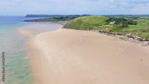 Aerial view of the Camel Estuary near Padstow, Cornwall, England