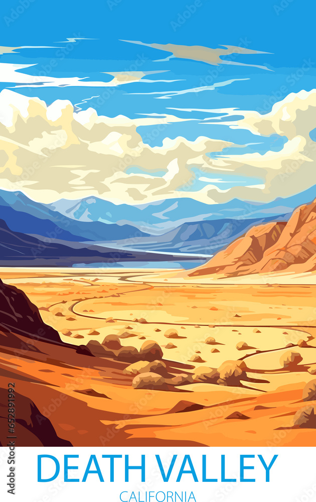 Naklejka premium Death Valley Travel Print Wall Art Death Valley Wall Hanging Home Decoration Death Valley California Travel Poster