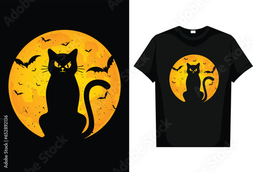 Halloween T-Shirt design Black cat