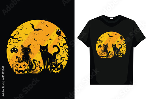 Halloween T-Shirt design Black cat