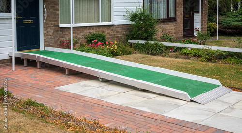 Access Ramp to a building for use by a wheelchair photo