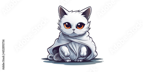 a vector style image of a cat dressed, cat with a cup. Generative Ai content