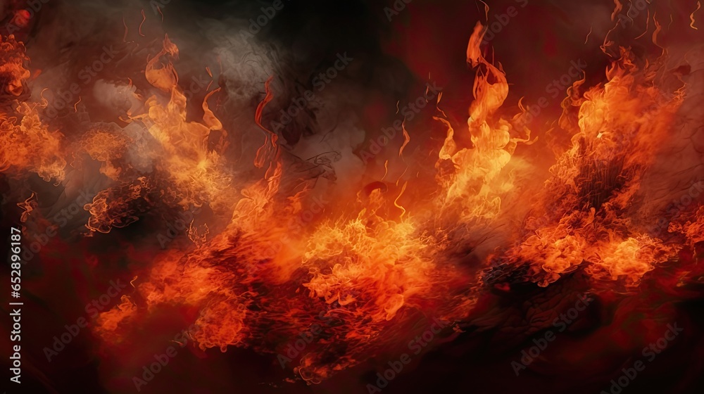 Volcanic Eruptions and Fiery Background. Collection of Orange, Red, and Black Smoke Banners with Armageddon Copy Space