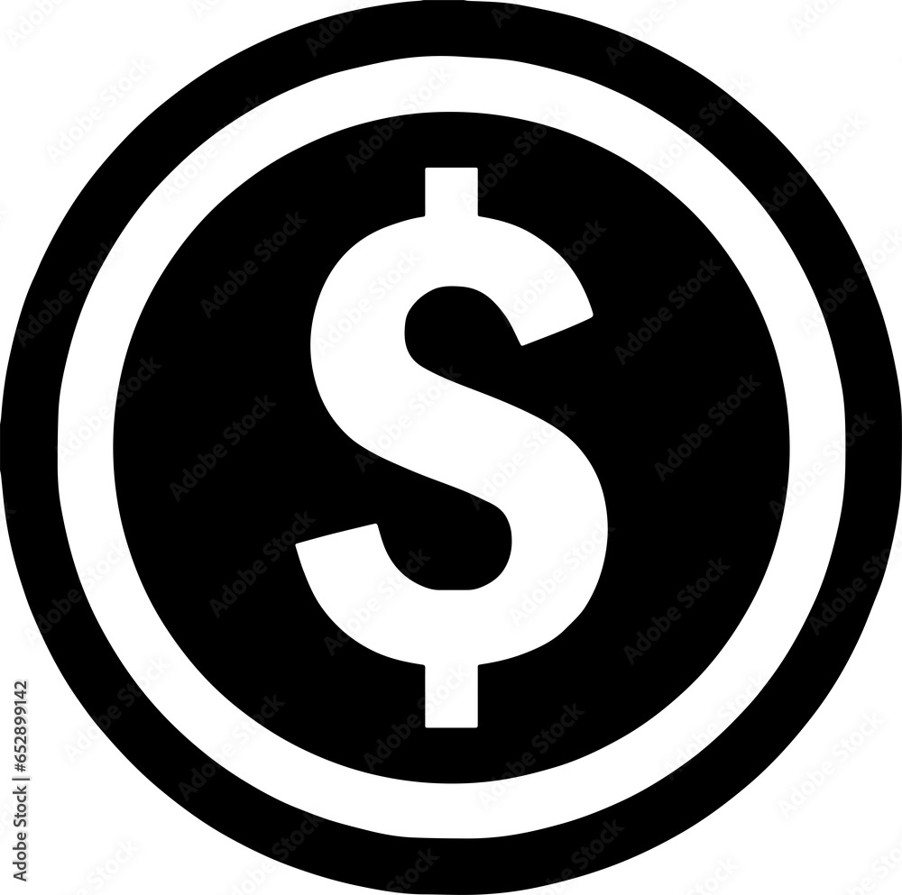 Money or coin silhouette icon isolated on white background Money or coin silhouette icon isolated on white background