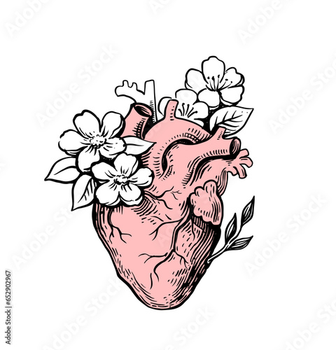 Drawing of Heart with Flowers Love Drawing.