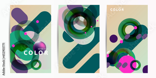 Set Blue dark Abstract 3D futuristic Holographic Surrealism abstraction backgrounds. Graphic Candy Color Palettes colors lines shapes and round shapes